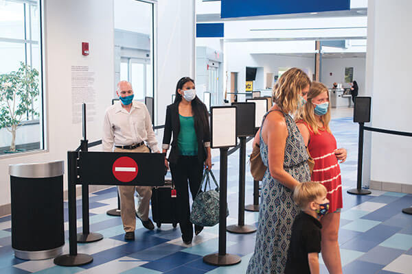 Passengers going through TSA